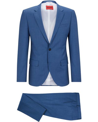 HUGO Slim-Fit Anzug aus Schurwolle - Blau