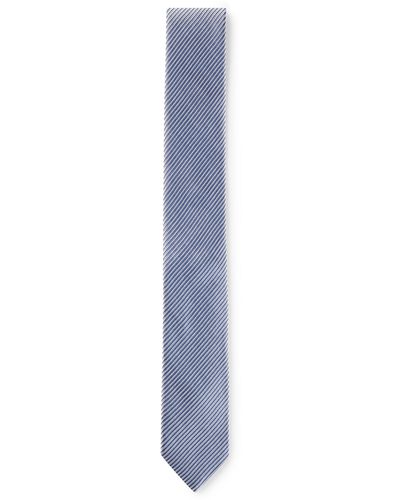 HUGO Cravate en jacquard de soie à rayures diagonales - Bleu