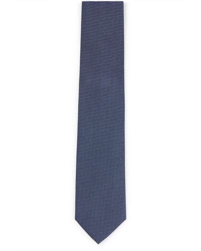 BOSS Cravate en jacquard de soie à micro motif intégral - Bleu