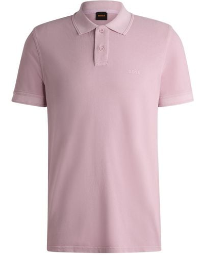 BOSS Cotton-piqué Polo Shirt With Logo Print - Pink