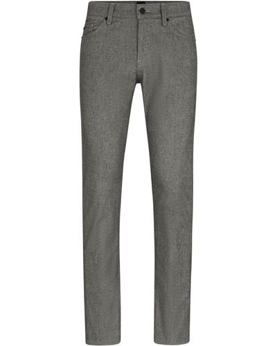 BOSS Slim-fit Jeans Van Tweekleurige Geborstelde Twill - Grijs
