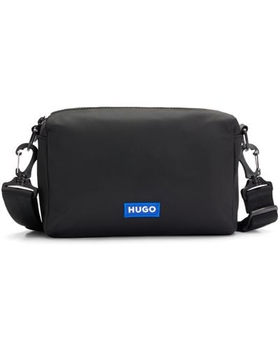 HUGO Crossbodytas Van Gestructureerd Twill Met Blauw Logodetail - Zwart