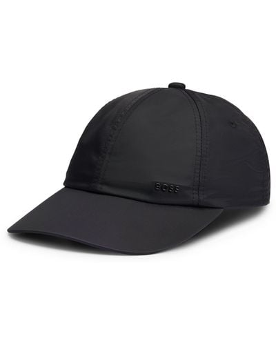 BOSS Water-repellent Six-panel Cap With Metal Logo - Black