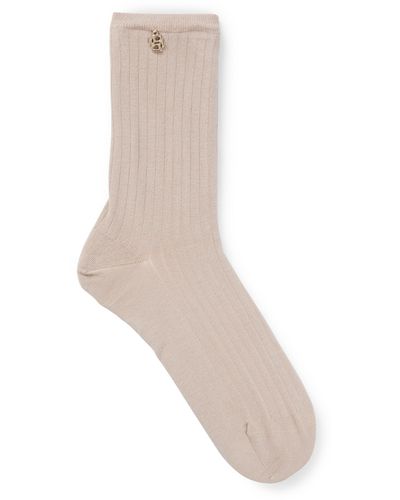 BOSS Regular-length Socks With Metallic Double Monogram - Natural