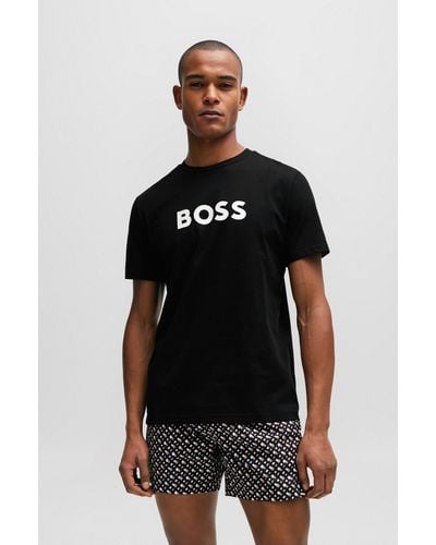 BOSS Cotton-jersey Regular-fit T-shirt With Spf 50+ Uv Protection - Black