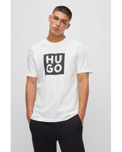 BOSS by HUGO BOSS T-shirt en coton biologique avec logo imprimé - Blanc