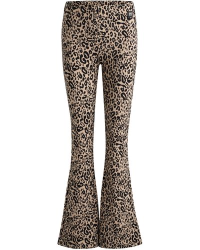 HUGO Slim-Fit Hose mit Animal-Print und ausgestelltem Bein - Mehrfarbig