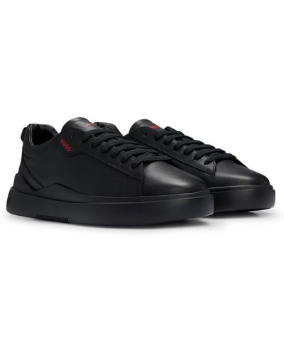 HUGO Cupsole Trainers In Smooth Leather - Black
