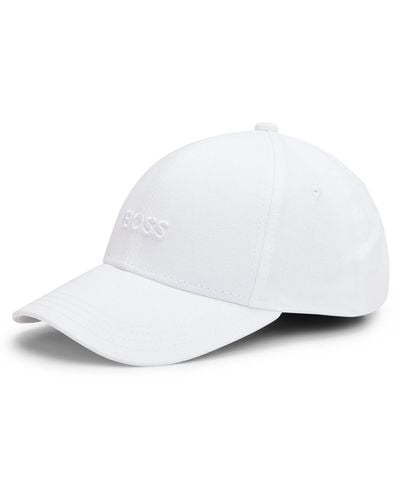 BOSS Cotton-twill Six-panel Cap With Embroidered Logo - White