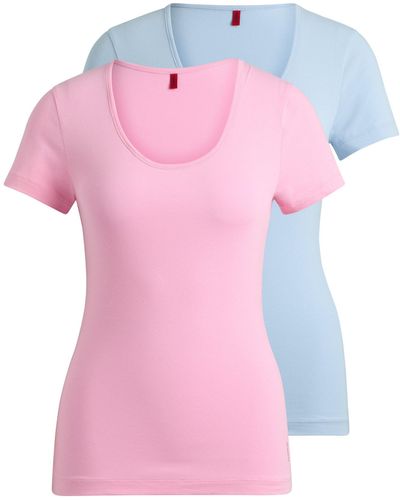 HUGO Two-pack Of Stretch-cotton Underwear T-shirts - Pink