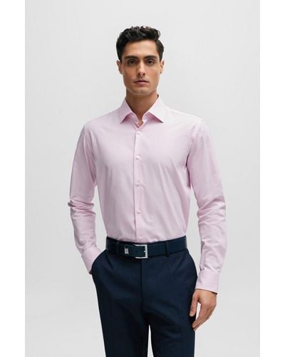 BOSS Regular-fit Shirt In Easy-iron Oxford Stretch Cotton - Pink
