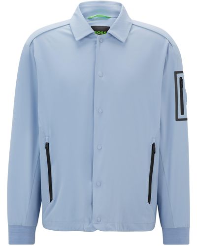 BOSS Wasserabweisende Regular-Fit Jacke mit kontrastierenden Details - Blau