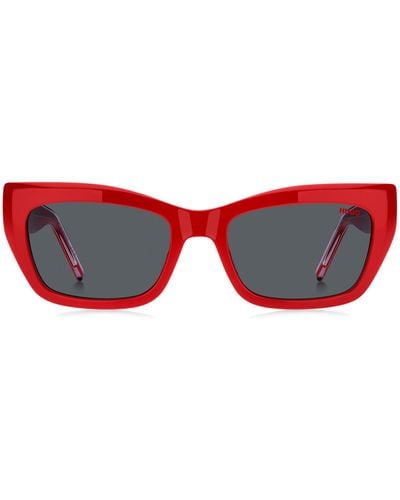 HUGO Sonnenbrille aus rotem Acetat mit mehrlagigen Bügeln