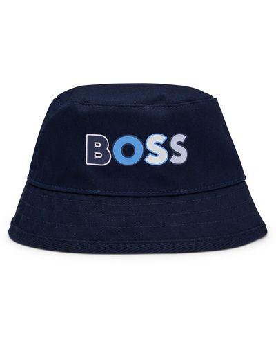 BOSS Baby Bucket Hat With Multi-colored Logo Print - Blue