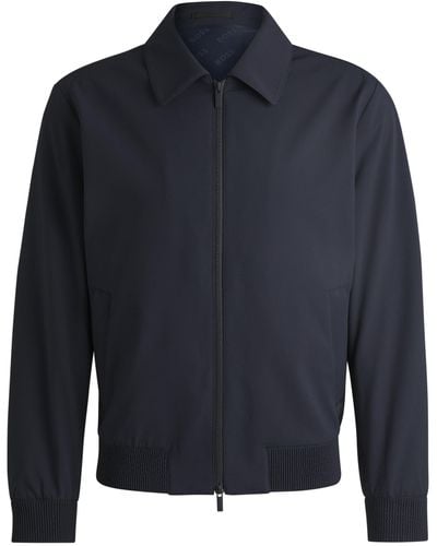 BOSS Slim-Fit Jacke aus wasserabweisendem Performance-Stretch-Gewebe - Blau
