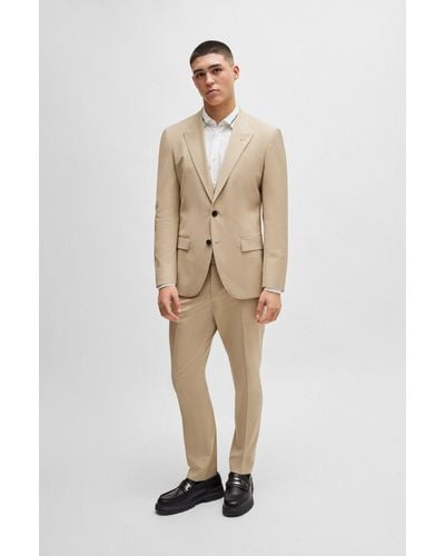 HUGO Slim-fit Suit In Textured Fabric - Natural