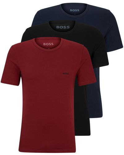 BOSS Set Van Drie Ondershirts Van Katoenen Jersey Met Logo's - Rood