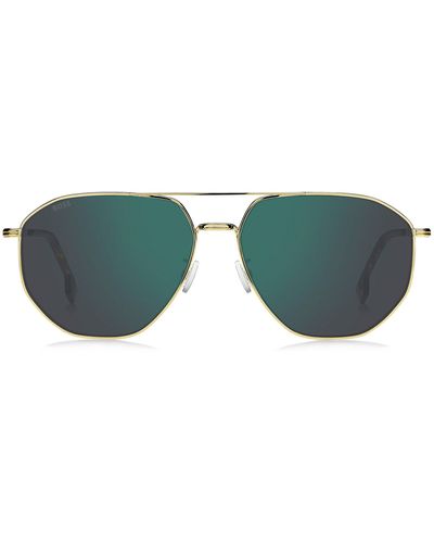 BOSS Goldfarbene Sonnenbrille mit grünen Gläsern - Mehrfarbig