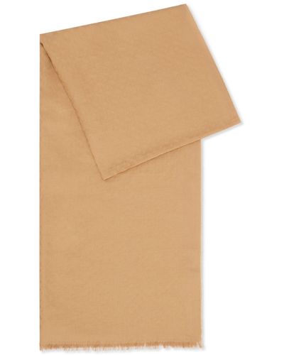 BOSS Cotton-blend Scarf With Jacquard-woven Monogram Pattern - Natural