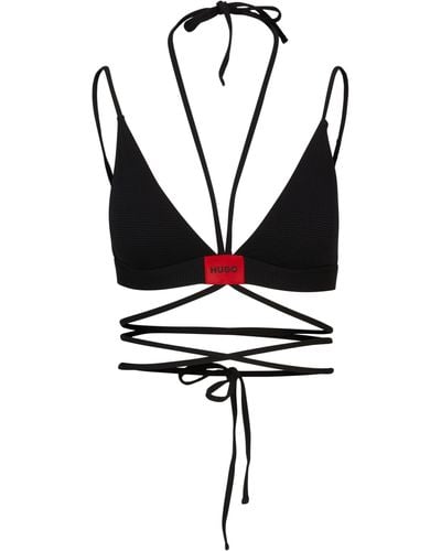 HUGO Quick-dry Bikini Top With Wraparound Ties - Black