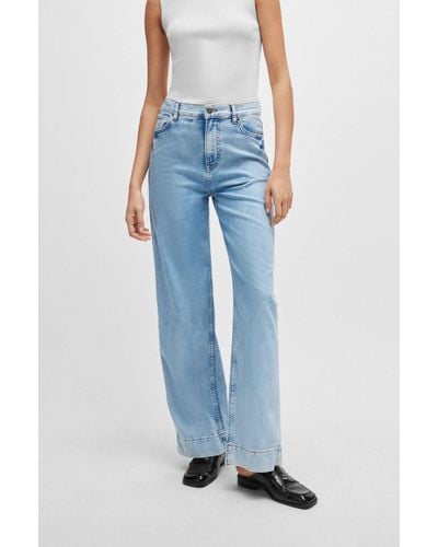 BOSS Regular-fit High-waisted Jeans In Blue Denim