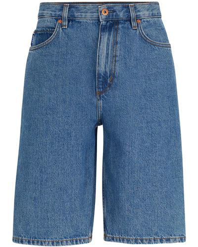 HUGO Blaue Skate-Shorts aus Baumwoll-Denim
