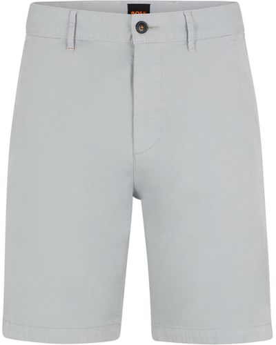 BOSS Slim-fit Shorts Van Katoenen Twill Met Stretch - Grijs