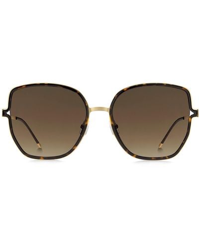 BOSS Havana-frame Sunglasses With Forked Temples And Branded Chain - Black