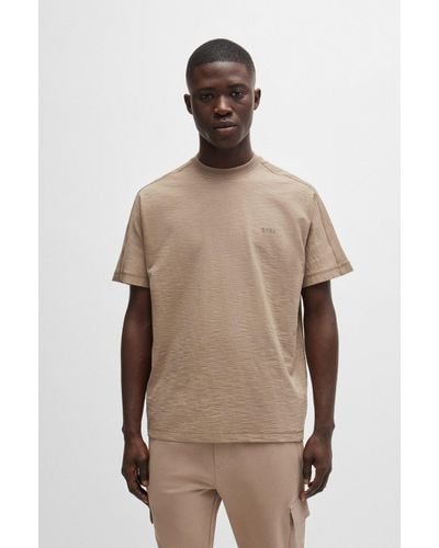 BOSS Cotton-jersey Relaxed-fit T-shirt With Tonal Logo - Natural