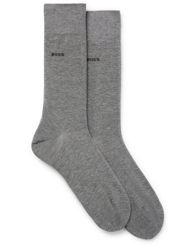 BOSS Two-pack Of Regular-length Socks In Stretch Cotton - Gray