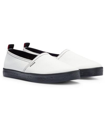 HUGO Cotton-canvas Slip-on Trainers With Branded Side Sole - White
