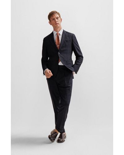 BOSS by HUGO BOSS Slim-fit Suit In A Checked Wool Blend - Black
