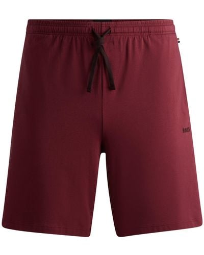 BOSS Shorts aus Stretch-Baumwolle mit mittlerer Bundhöhe und Logo-Stickerei - Rot