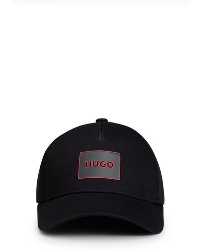 HUGO Cap aus Baumwoll-Twill mit Logo-Label - Schwarz