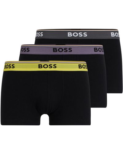 BOSS Boxer in cotone elasticizzato con elastico in vita con logo in confezione da tre - Nero