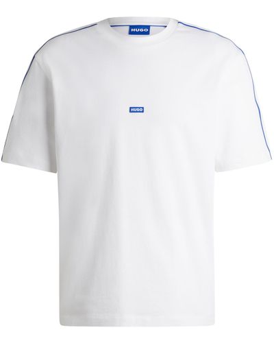 HUGO T-shirt Van Katoenen Jersey Met Banddecoraties - Wit