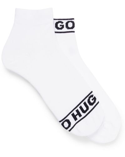 HUGO Set Van Twee Paar Sokken In Kwartlengte Met Logoboorden - Wit