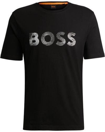 BOSS T-shirt Van Katoenen Jersey Met Logoprint - Zwart