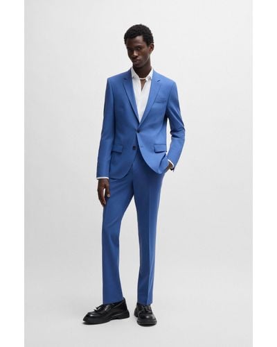 HUGO Slim-fit Suit In Performance-stretch Fabric - Blue