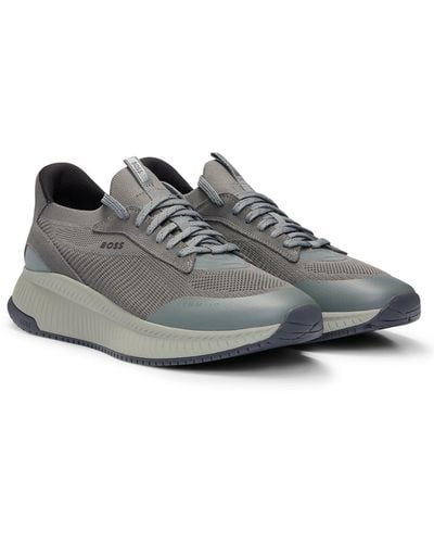 BOSS Ttnm Evo Sneakers With Knitted Uppers - Grey