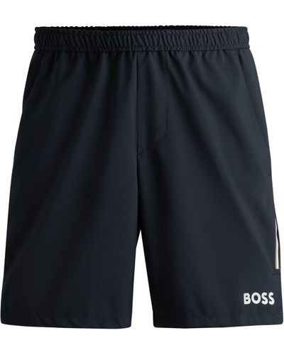 BOSS X Matteo Berrettini wasserabweisende Shorts mit Logo-Print - Blau