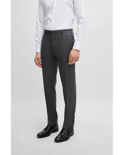 BOSS Slim-fit Pants In Virgin-wool Serge - Gray