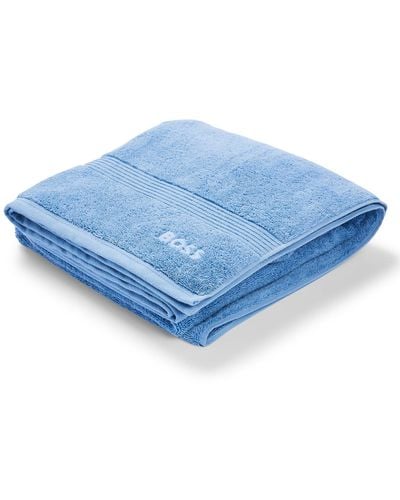 BOSS Aegean-cotton Bath Sheet With Tonal Logo - Blue