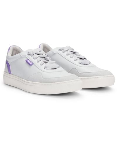 HUGO Cupsole Trainers With Faux Leather And Branded Flag - White