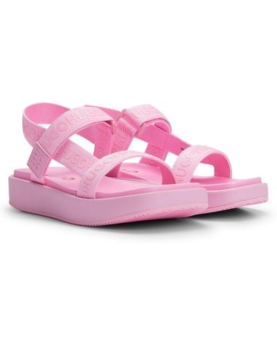 HUGO Stacked-logo Sandals With Branded Straps - Pink