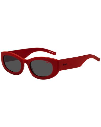HUGO Gafas de sol rojas con patillas de la marca - Rojo