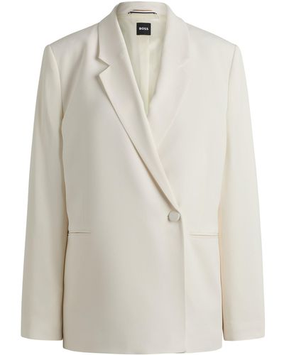 BOSS Relaxed-fit Jacket With Feature Button - White