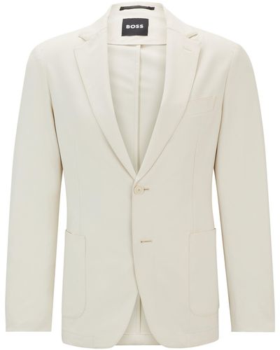 BOSS Slim-fit Jacket In Wrinkle-resistant Performance-stretch Fabric - White