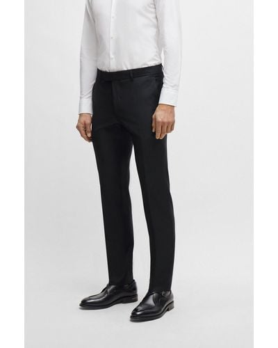 BOSS Slim-fit Pants In Virgin Wool With Stretch - Black