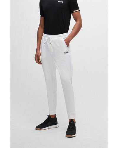 BOSS Pantalones de chándal x Matteo Berrettini con cinta en contraste y detalles de la marca - Blanco